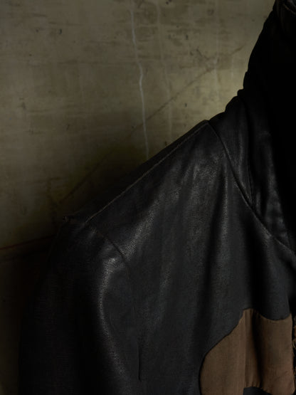 Rick Owens AW03 "TRUCKER" Pill High Neck Waxed Rider Jacket