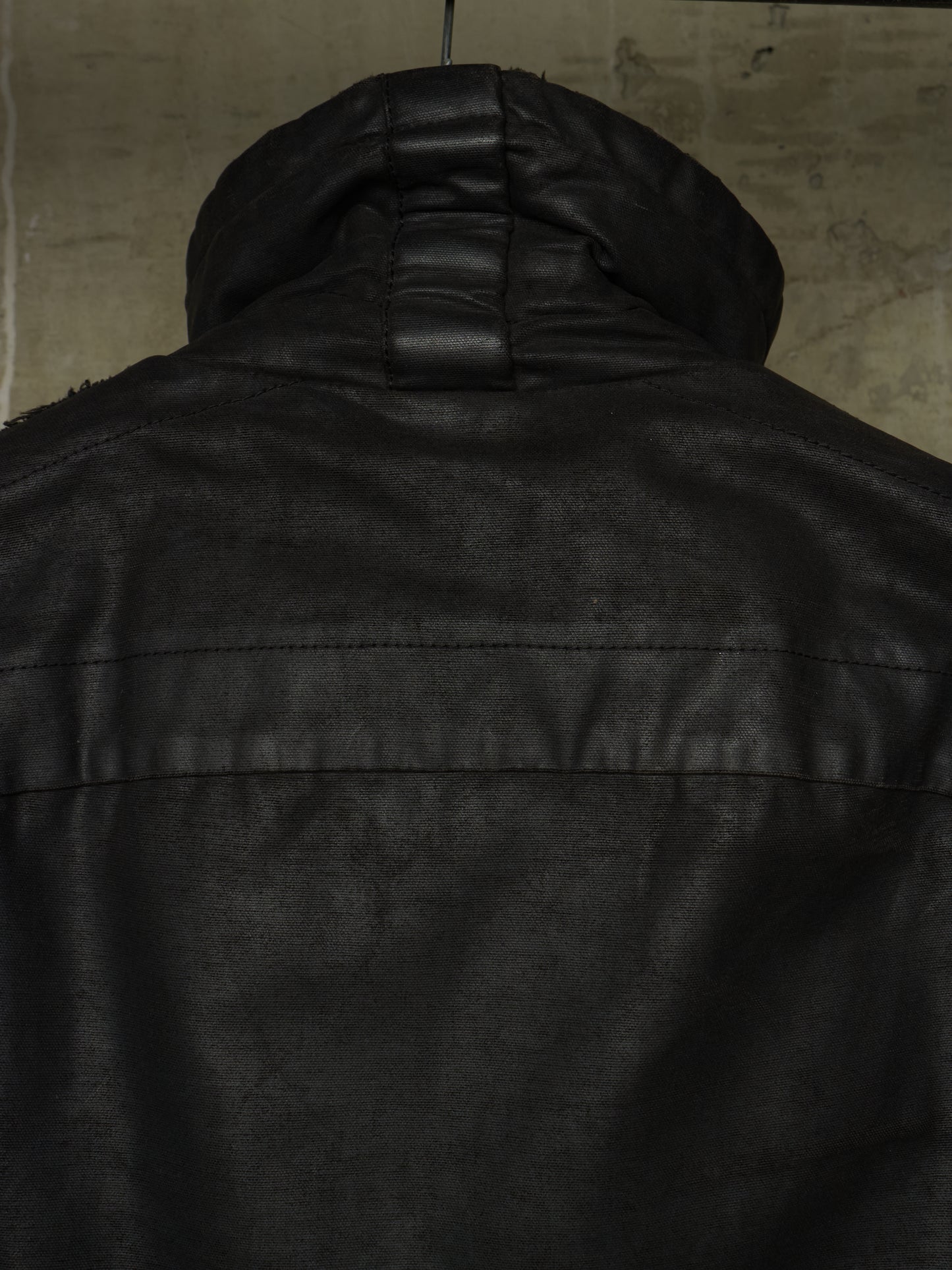 Rick Owens AW03 "TRUCKER" Pill High Neck Waxed Rider Jacket