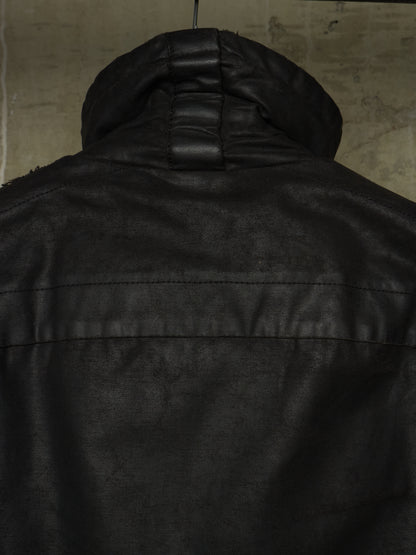 Rick Owens AW03 "TRUCKER" Pill High Neck Waxed Rider Jacket