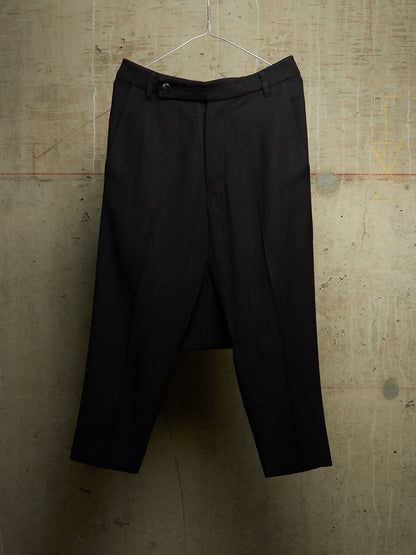 Rick Owens SS08 "CREATCH" Wool Viscose Drop-Crotch Tailored Capri Shorts