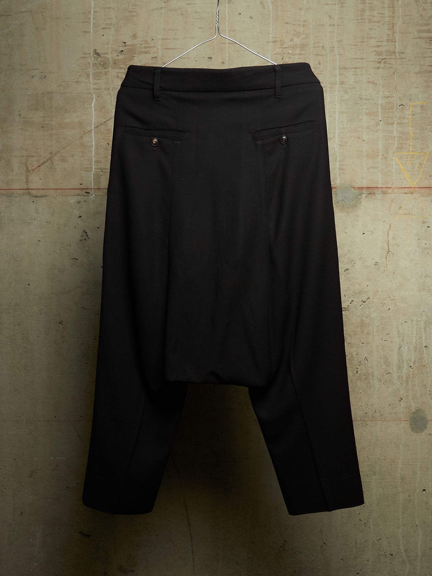 Rick Owens SS08 "CREATCH" Wool Viscose Drop-Crotch Tailored Capri Shorts