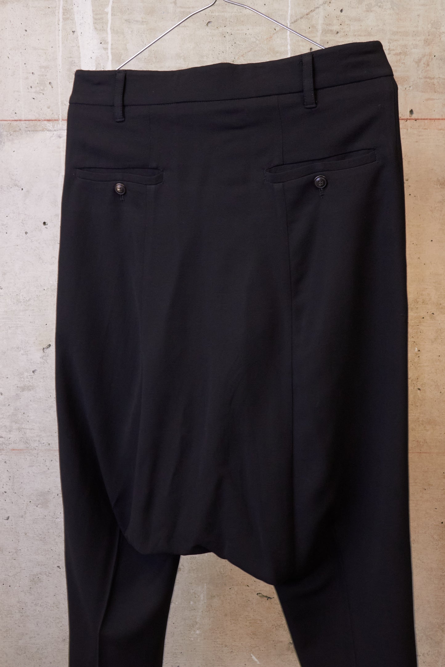 Rick Owens SS08 "CREATCH" Wool Viscose Drop-Crotch Tailored Capri Shorts