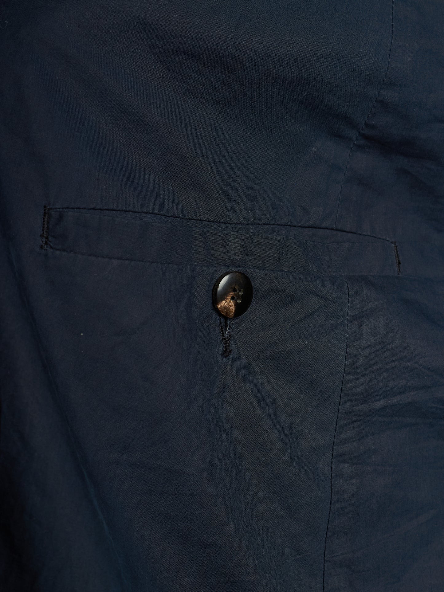 Rick Owens SS10 "RELEASE" Washed Navy Asymmetric Flap Zip Pocket Drop-crotch Shorts