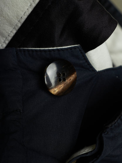 Rick Owens SS10 "RELEASE" Washed Navy Asymmetric Flap Zip Pocket Drop-crotch Shorts