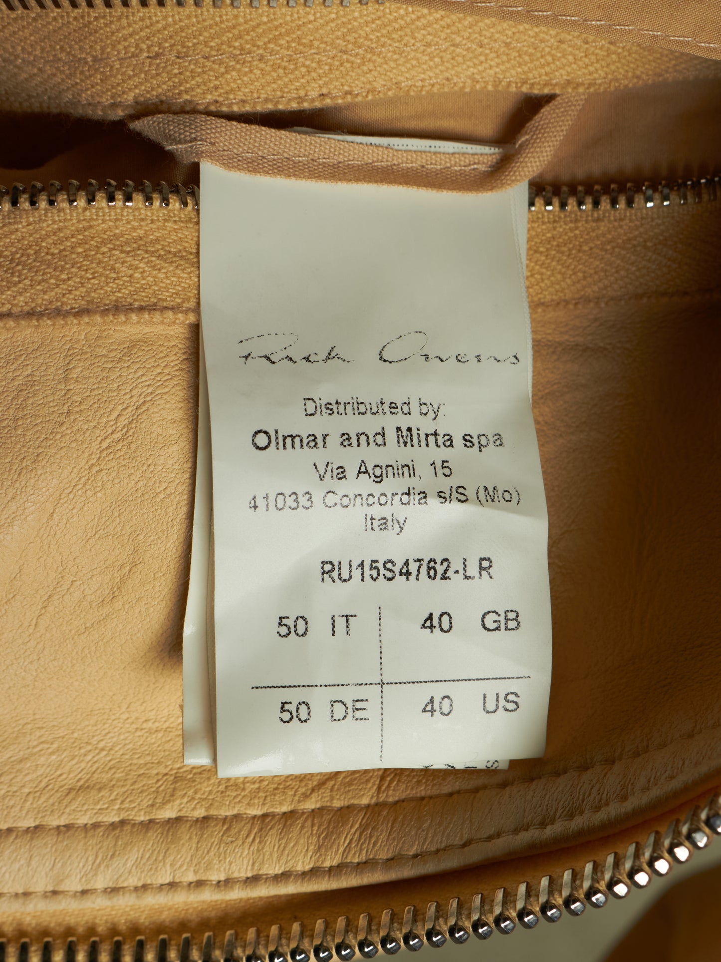 Rick Owens SS15 "FAUN" BONE Lamb Leather Molino Jacket