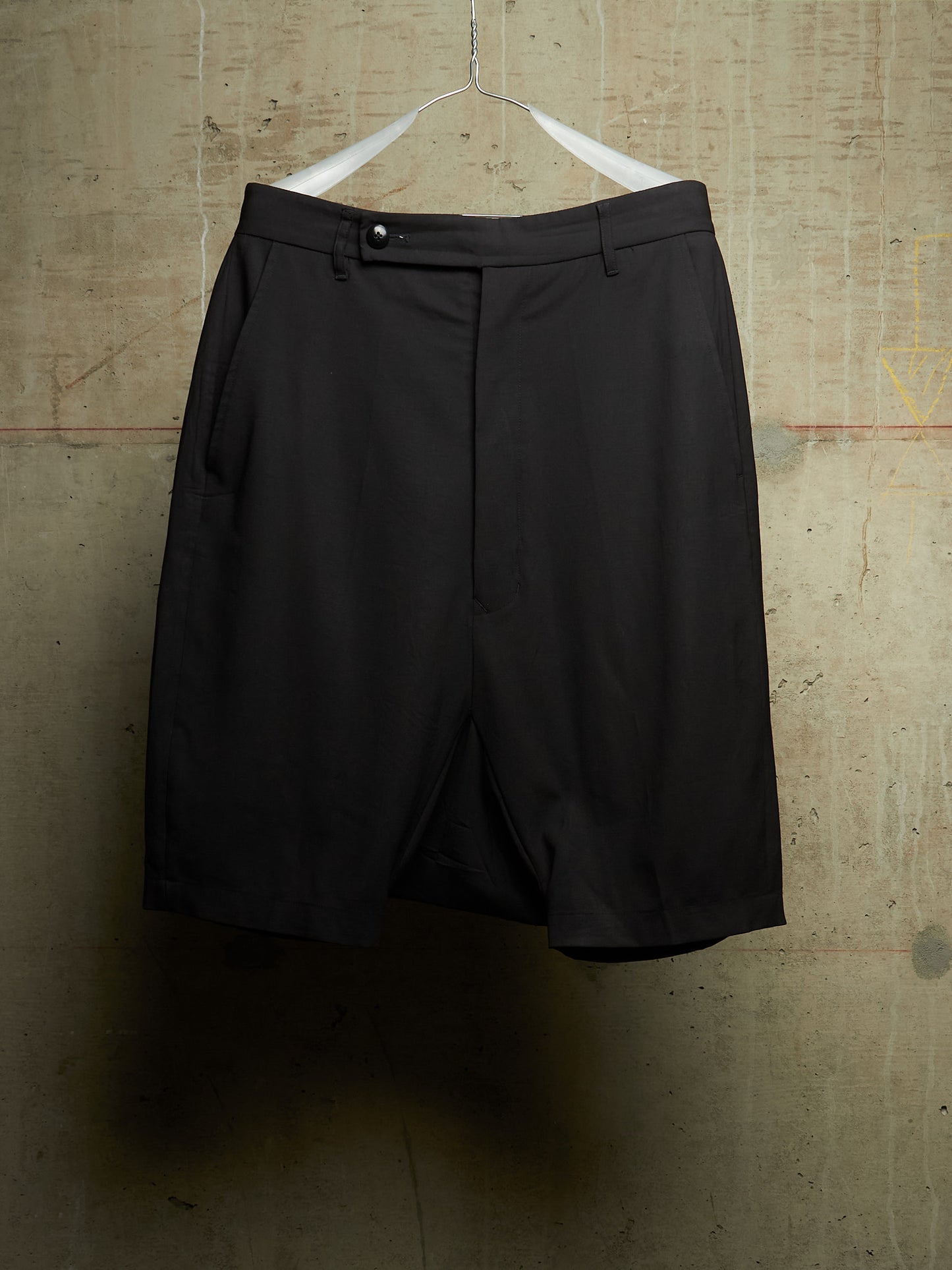 Rick Owens SS15 "FAUN" Black Virgin Wool Drop-crotch Pod Shorts