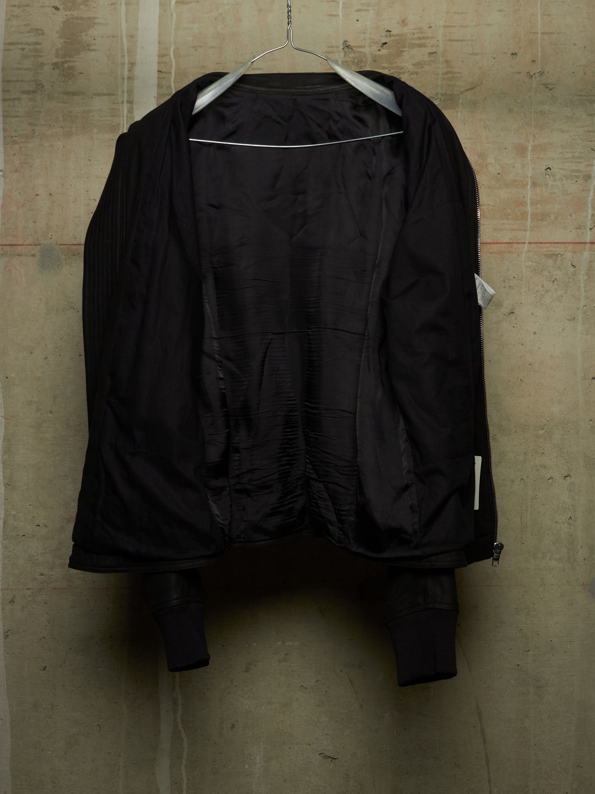 Rick Owens SS16 "CYCLOPS" BLACK Lamb Nubuck Leather Intarsia Rider Jacket