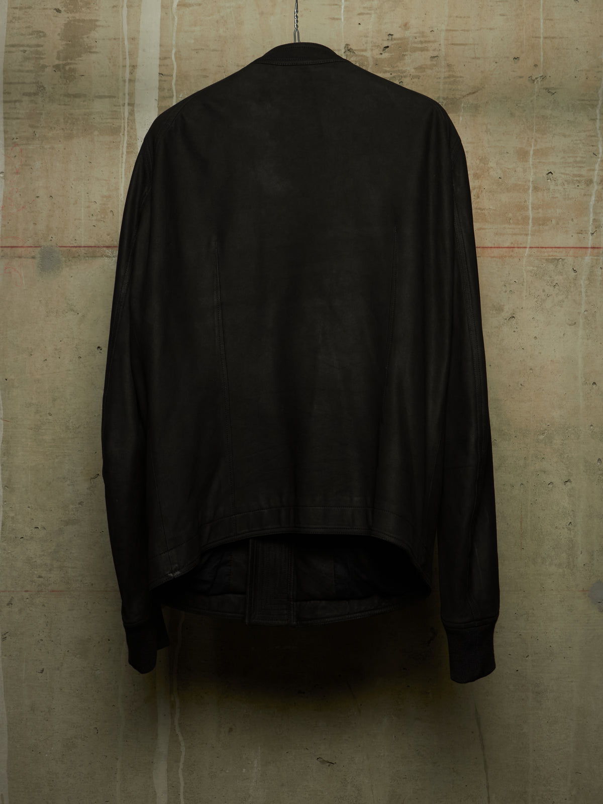 Rick Owens SS16 "CYCLOPS" BLACK Lamb Nubuck Leather Intarsia Rider Jacket