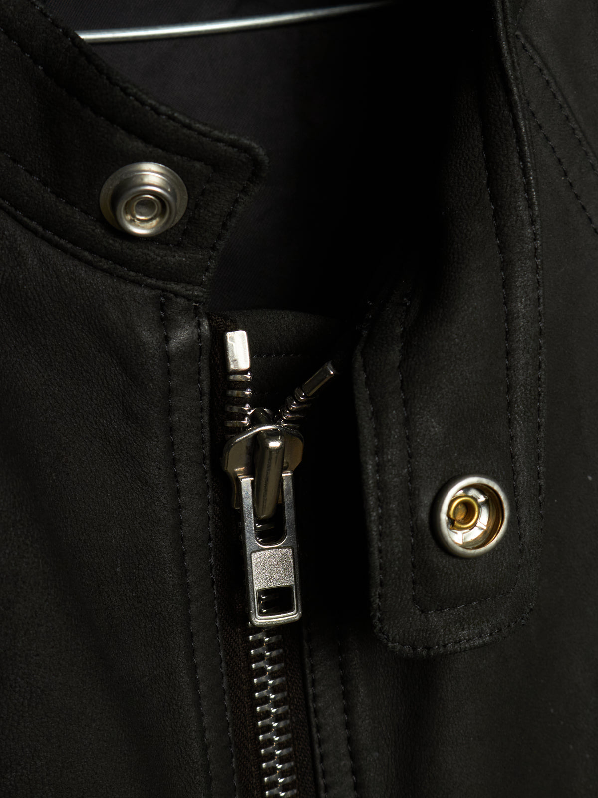 Rick Owens SS16 "CYCLOPS" BLACK Lamb Nubuck Leather Intarsia Rider Jacket