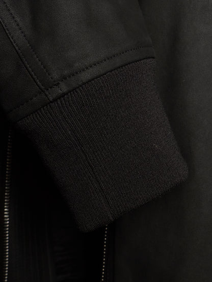 Rick Owens SS16 "CYCLOPS" BLACK Lamb Nubuck Leather Intarsia Rider Jacket