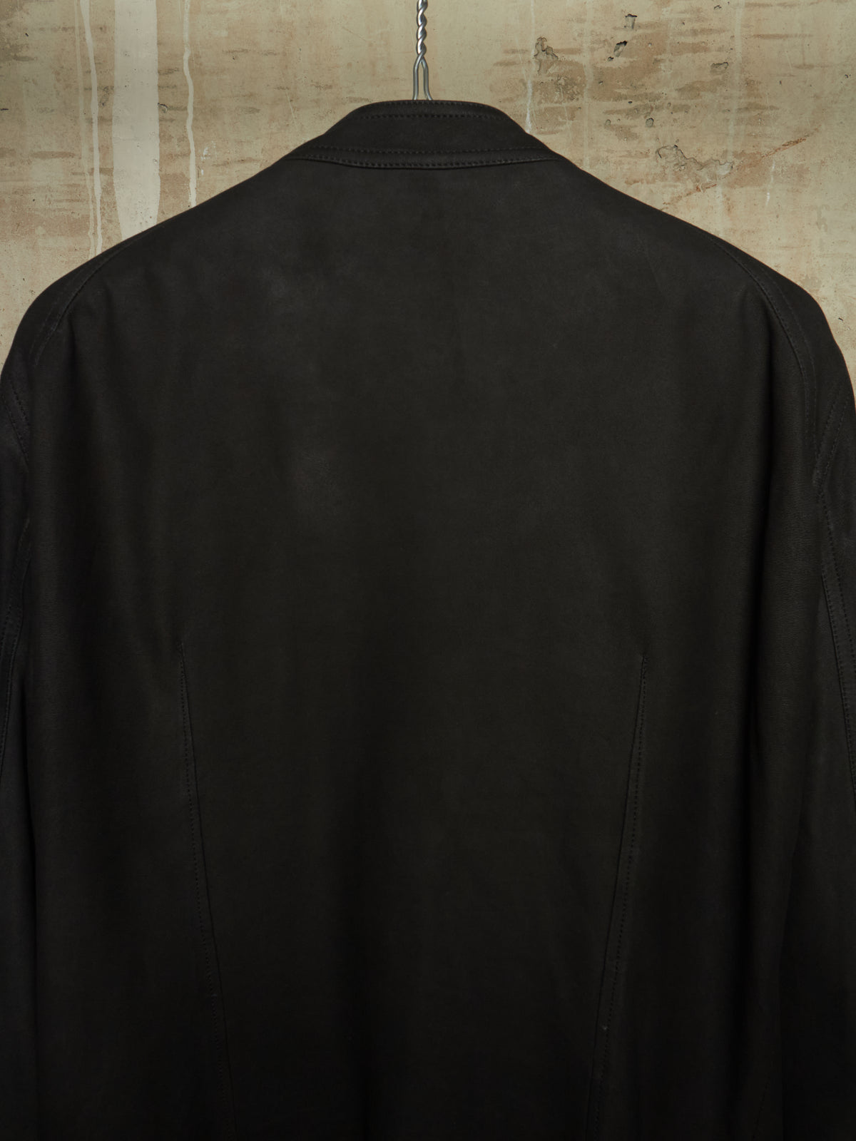 Rick Owens SS16 "CYCLOPS" BLACK Lamb Nubuck Leather Intarsia Rider Jacket