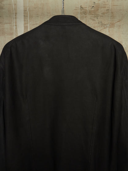 Rick Owens SS16 "CYCLOPS" BLACK Lamb Nubuck Leather Intarsia Rider Jacket
