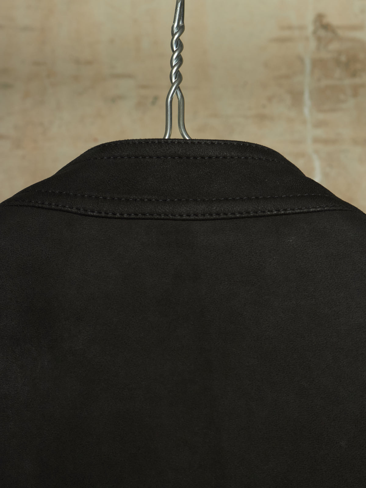 Rick Owens SS16 "CYCLOPS" BLACK Lamb Nubuck Leather Intarsia Rider Jacket
