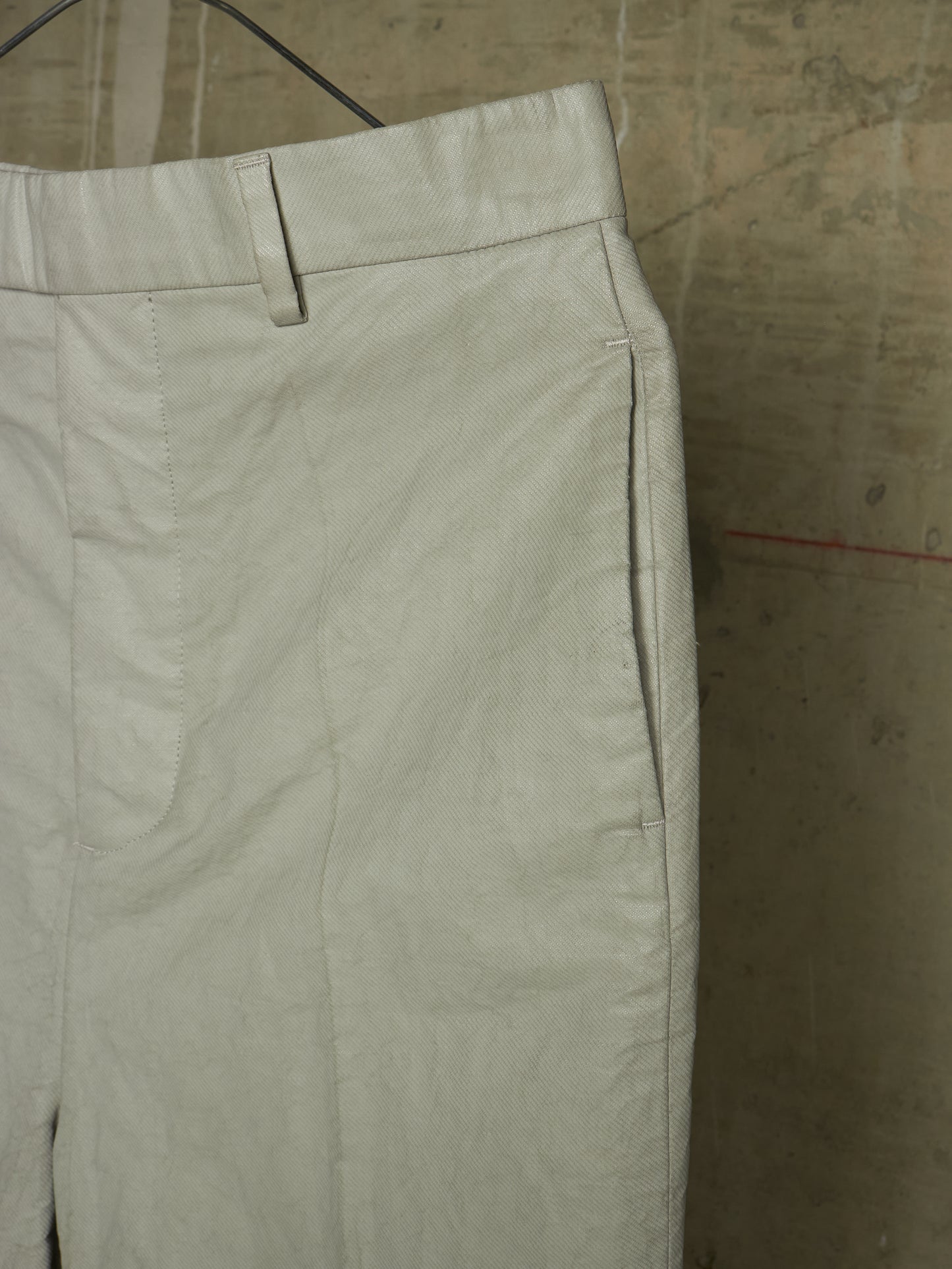 Rick Owens SS19 "BABEL" OYSTER Coated 'Bolans' Crop Pants
