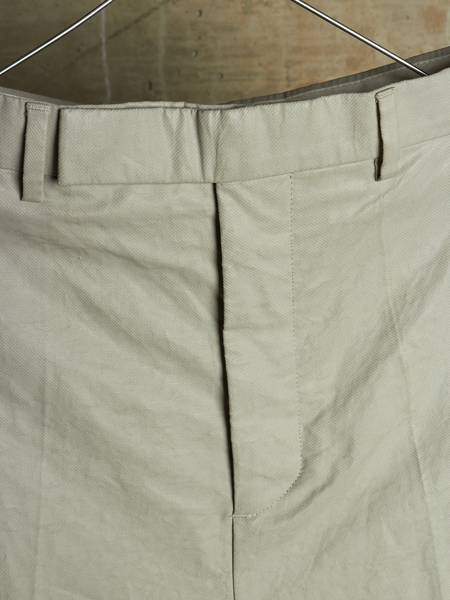 Rick Owens SS19 "BABEL" OYSTER Coated 'Bolans' Crop Pants