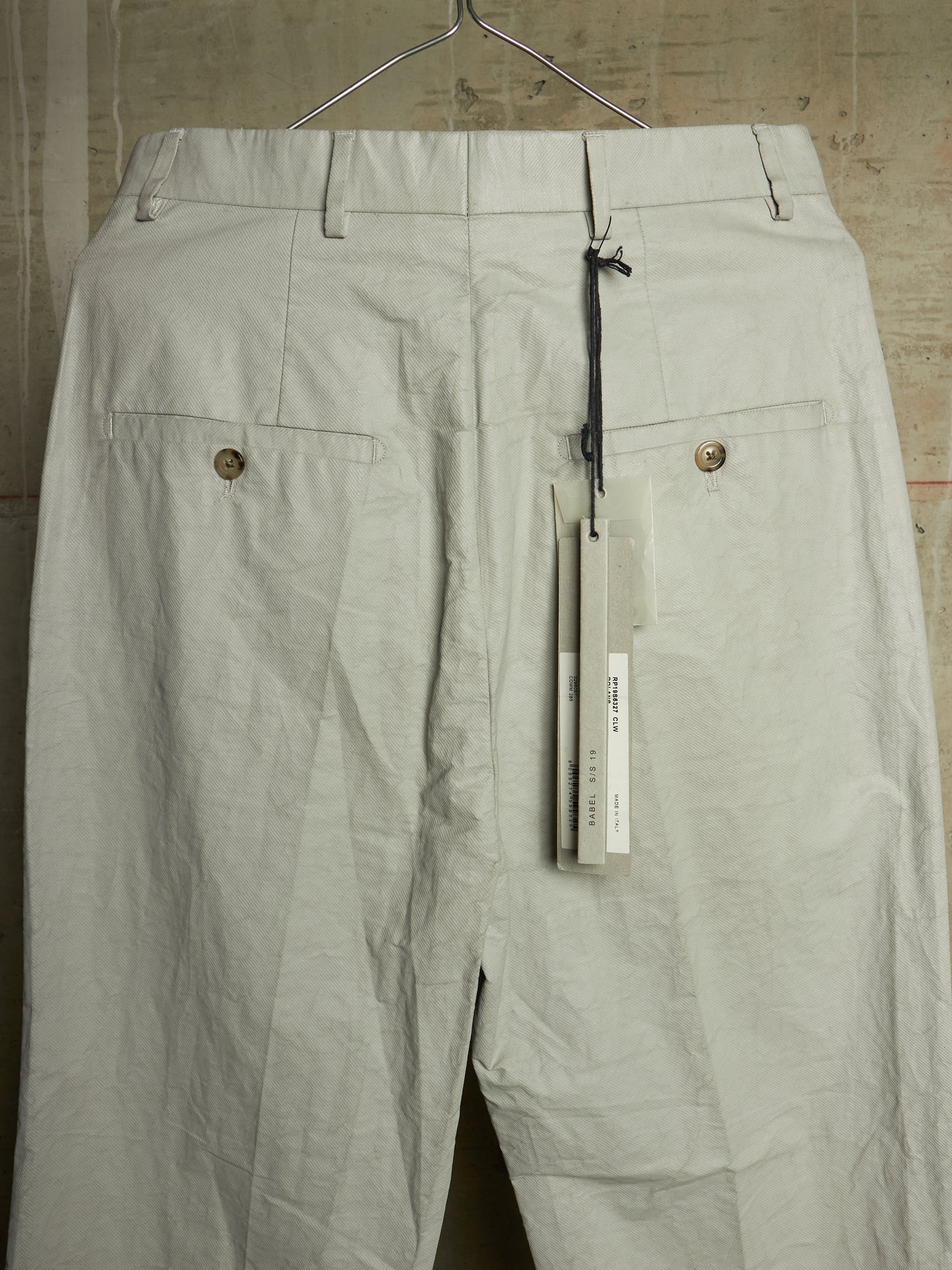 Rick Owens SS19 "BABEL" OYSTER Coated 'Bolans' Crop Pants