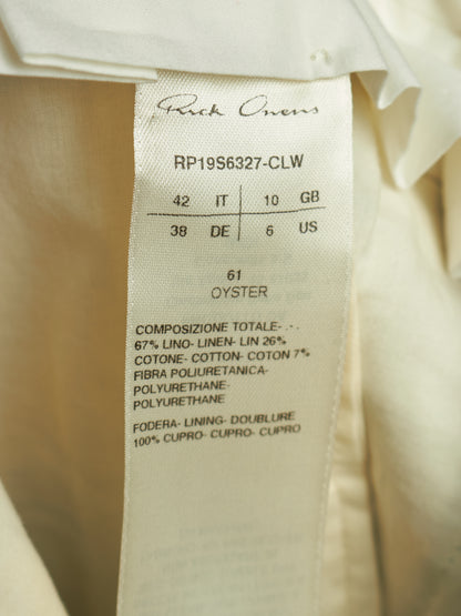 Rick Owens SS19 "BABEL" OYSTER Coated 'Bolans' Crop Pants