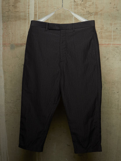 Rick Owens SS19 "BABEL" Black Striped Seersucker Cropped Trousers
