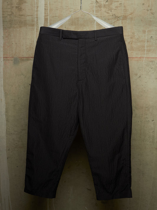 Rick Owens SS19 "BABEL" Black Striped Seersucker Cropped Trousers