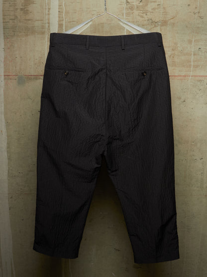 Rick Owens SS19 "BABEL" Black Striped Seersucker Cropped Trousers