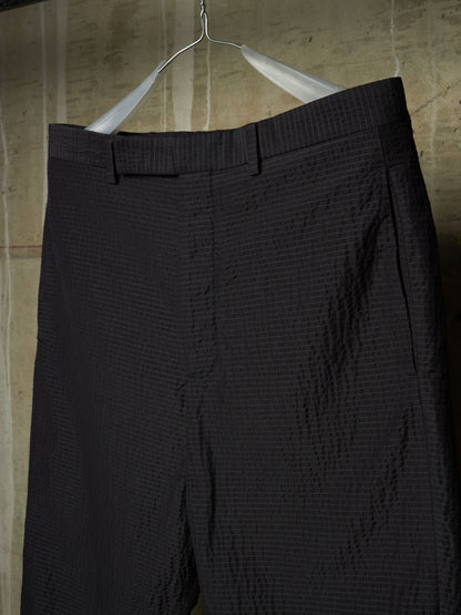 Rick Owens SS19 "BABEL" Black Striped Seersucker Cropped Trousers