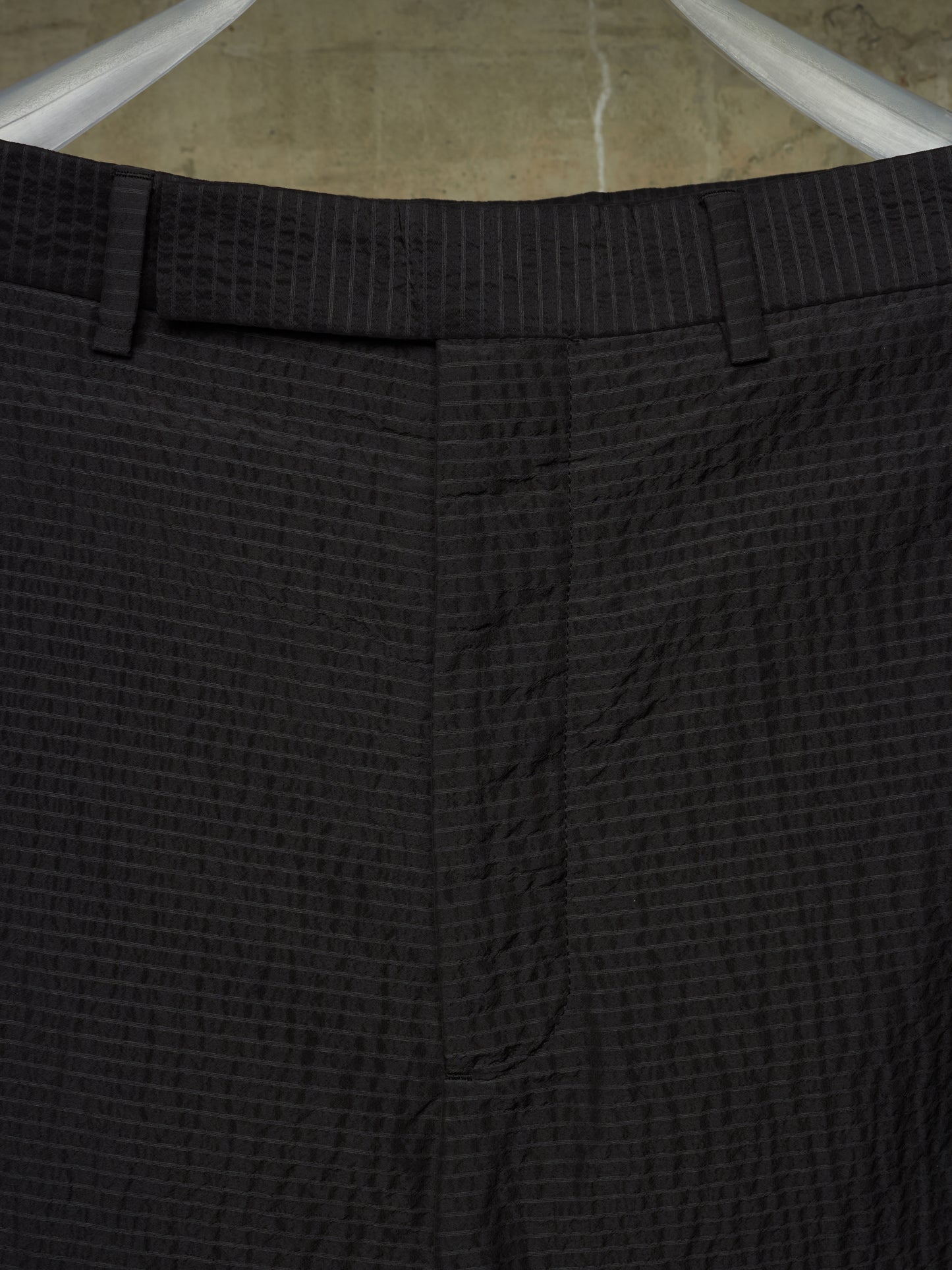 Rick Owens SS19 "BABEL" Black Striped Seersucker Cropped Trousers
