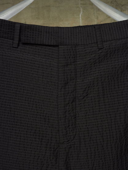 Rick Owens SS19 "BABEL" Black Striped Seersucker Cropped Trousers