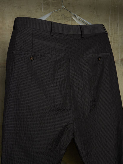 Rick Owens SS19 "BABEL" Black Striped Seersucker Cropped Trousers