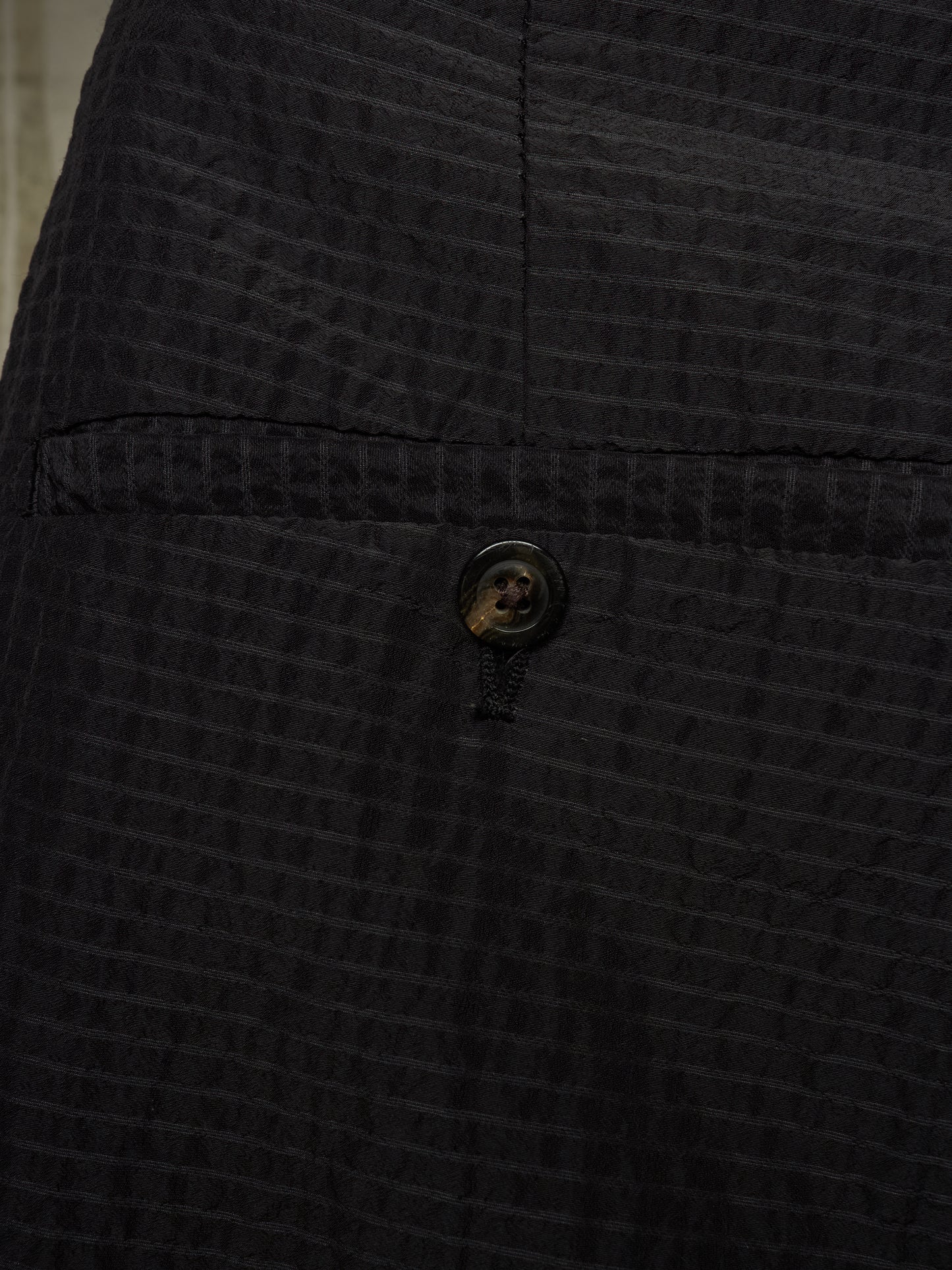 Rick Owens SS19 "BABEL" Black Striped Seersucker Cropped Trousers