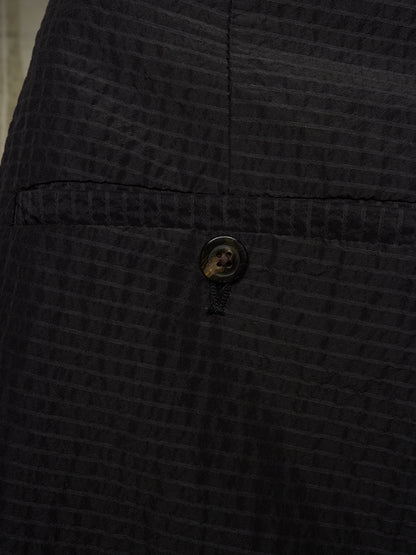 Rick Owens SS19 "BABEL" Black Striped Seersucker Cropped Trousers