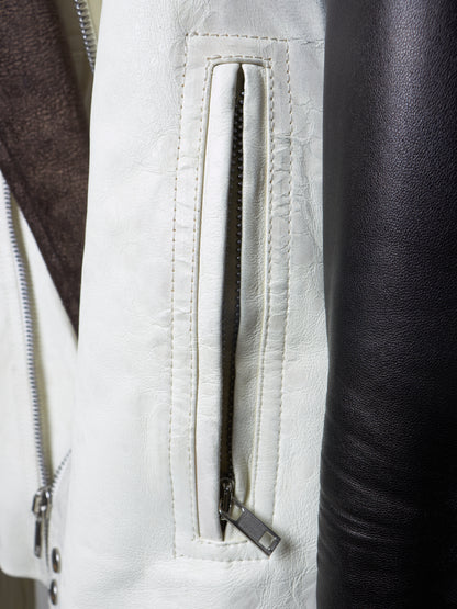 Rick Owens SS20 "TECUATL" Multicoloured Lambskin Leather Dracubiker Jacket