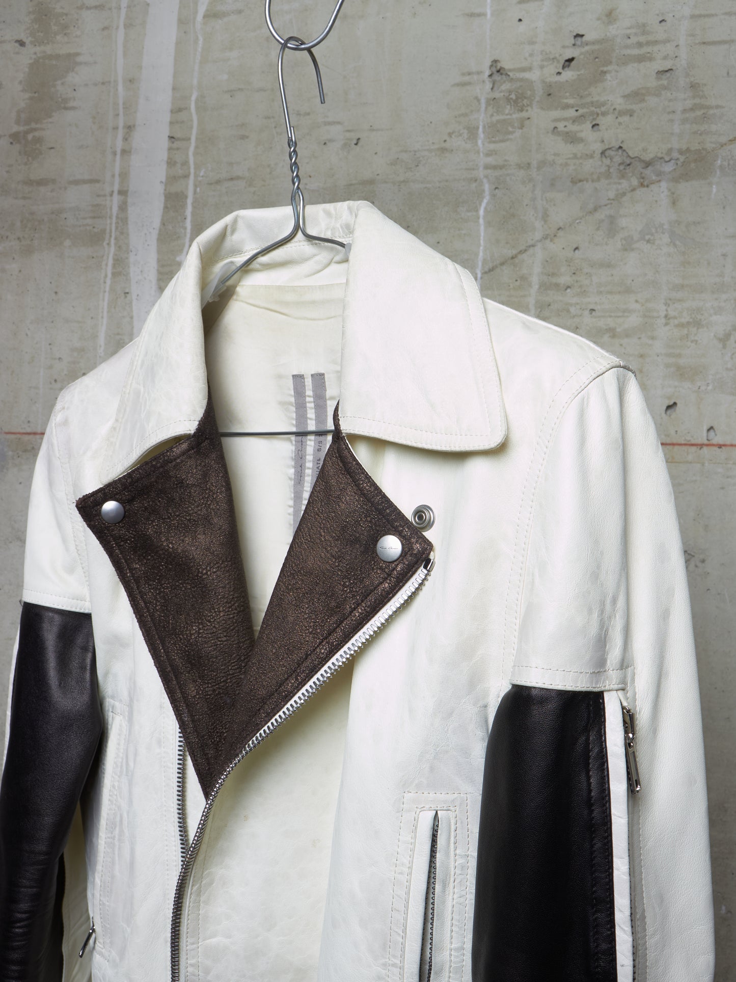 Rick Owens SS20 "TECUATL" Multicoloured Lambskin Leather Dracubiker Jacket