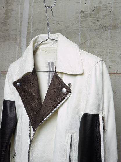 Rick Owens SS20 "TECUATL" Multicoloured Lambskin Leather Dracubiker Jacket