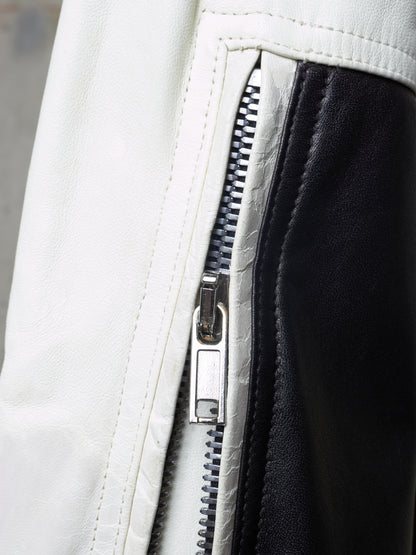 Rick Owens SS20 "TECUATL" Multicoloured Lambskin Leather Dracubiker Jacket