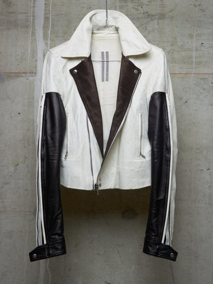 Rick Owens SS20 "TECUATL" Multicoloured Lambskin Leather Dracubiker Jacket