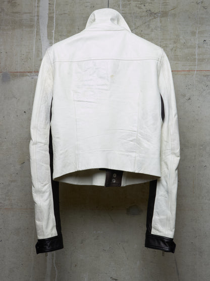Rick Owens SS20 "TECUATL" Multicoloured Lambskin Leather Dracubiker Jacket