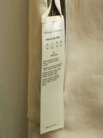 Rick Owens SS22 "FOGACHINE" NATURAL Sheer Jumbo Tatlin Coat