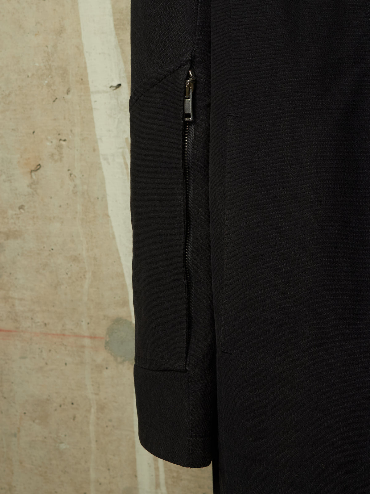 Rick Owens SS09 "STRUTTER" Black Cotton Viscose Asymmetric Zip Molino Coat