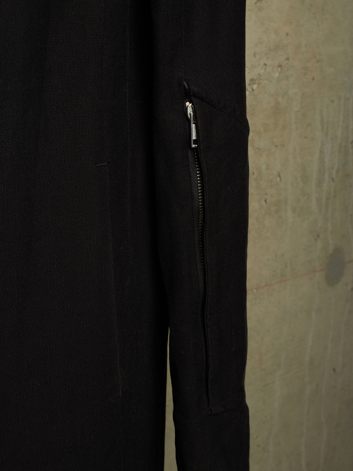 Rick Owens SS09 "STRUTTER" Black Cotton Viscose Asymmetric Zip Molino Coat