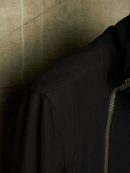 Rick Owens SS09 "STRUTTER" Black Cotton Viscose Asymmetric Zip Molino Coat