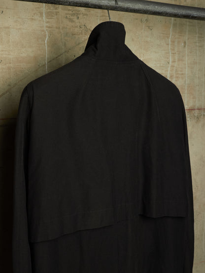 Rick Owens SS09 "STRUTTER" Black Cotton Viscose Asymmetric Zip Molino Coat