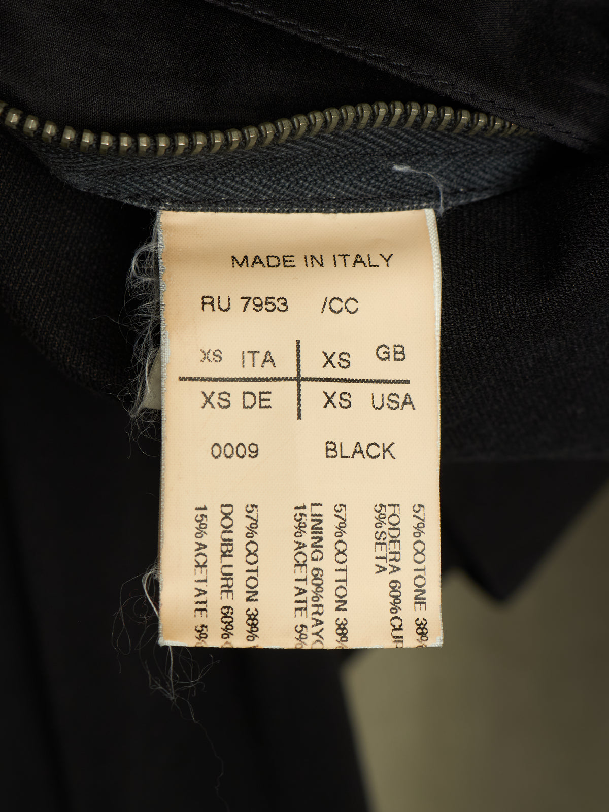 Rick Owens SS09 "STRUTTER" Black Cotton Viscose Asymmetric Zip Molino Coat