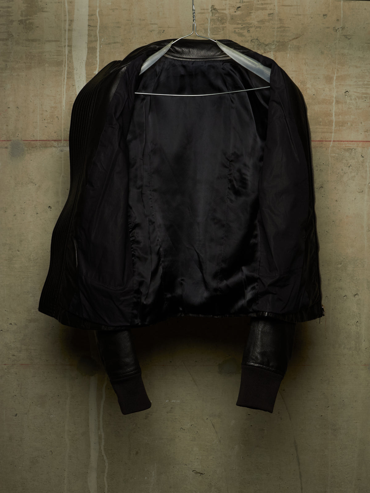 Rick Owens SS13 "ISLAND" BLACK Cow Leather Intarsia Rider Jacket