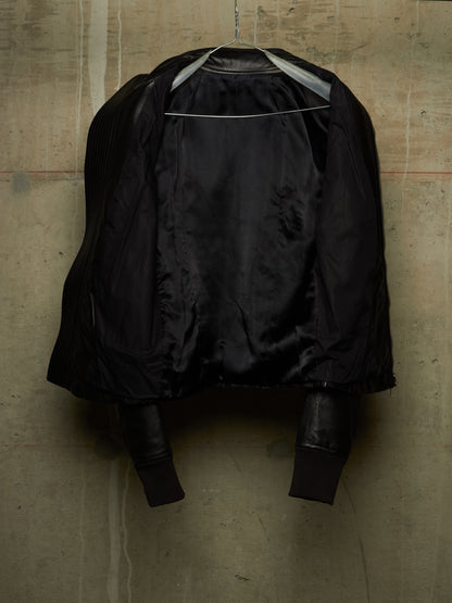Rick Owens SS13 "ISLAND" BLACK Cow Leather Intarsia Rider Jacket