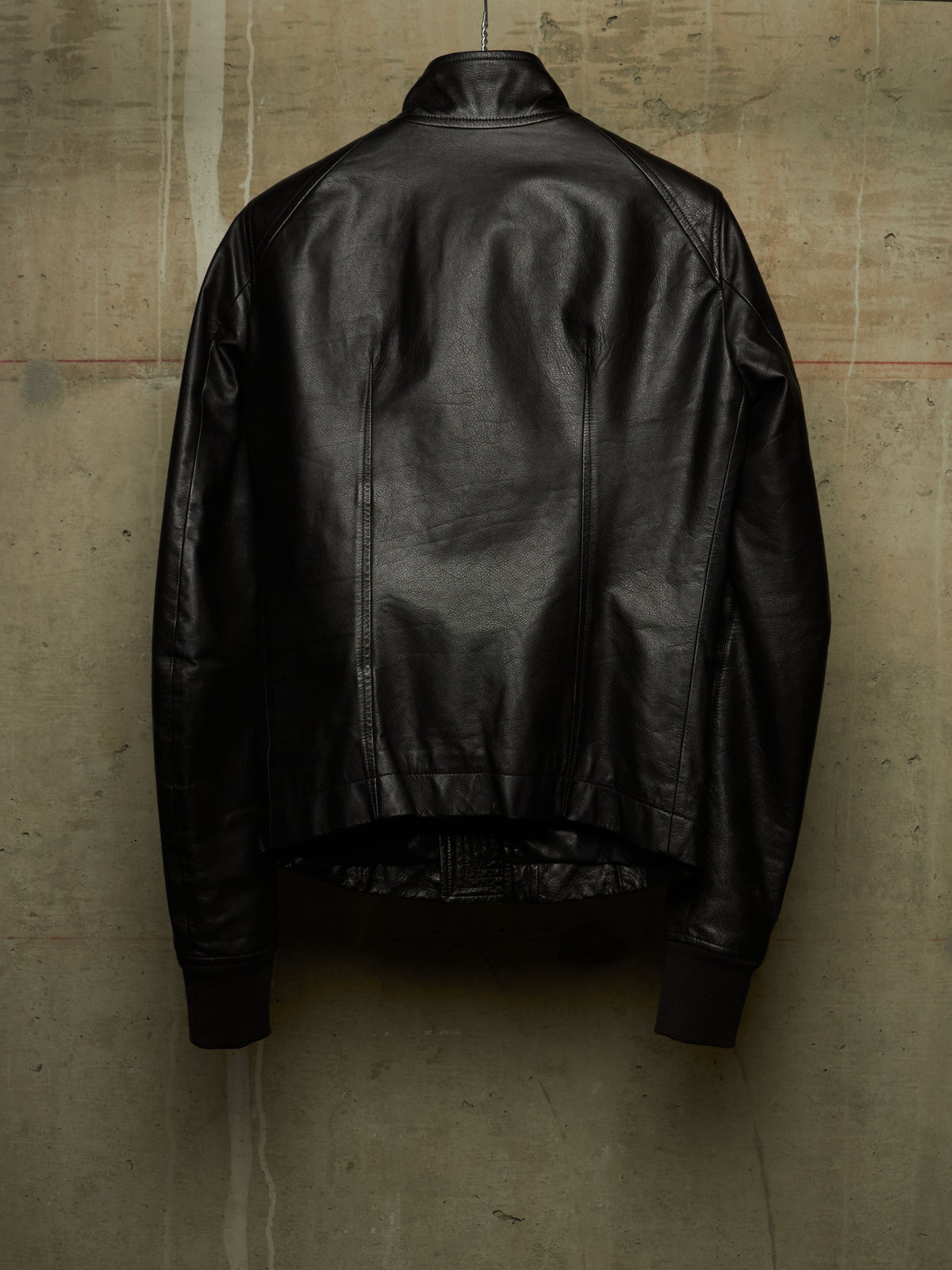 Rick Owens SS13 "ISLAND" BLACK Cow Leather Intarsia Rider Jacket