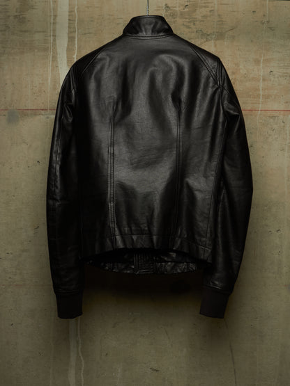 Rick Owens SS13 "ISLAND" BLACK Cow Leather Intarsia Rider Jacket