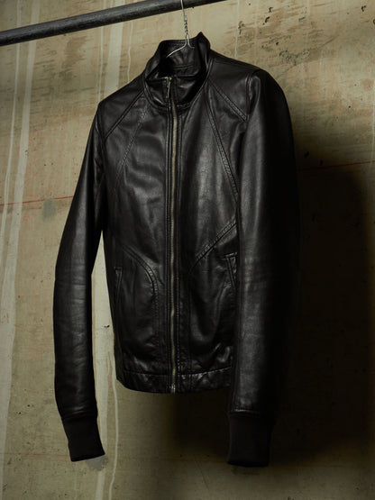Rick Owens SS13 "ISLAND" BLACK Cow Leather Intarsia Rider Jacket