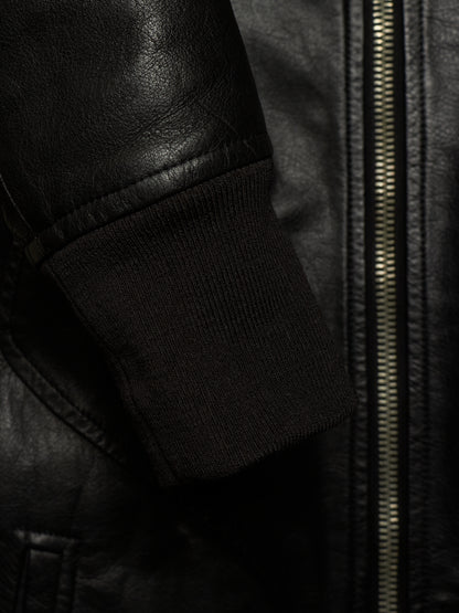 Rick Owens SS13 "ISLAND" BLACK Cow Leather Intarsia Rider Jacket