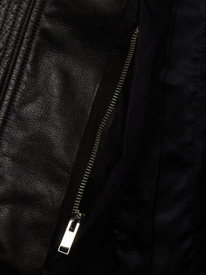 Rick Owens SS13 "ISLAND" BLACK Cow Leather Intarsia Rider Jacket