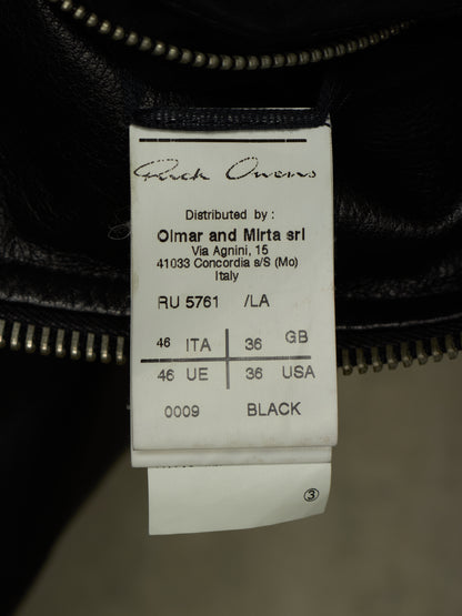 Rick Owens SS13 "ISLAND" BLACK Cow Leather Intarsia Rider Jacket